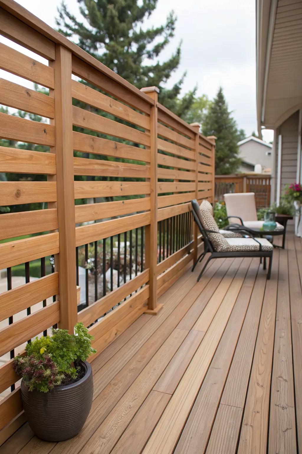 Slatted Railing Privacy Deck Railing Ideas: Enhance Your Outdoor Comfort Today