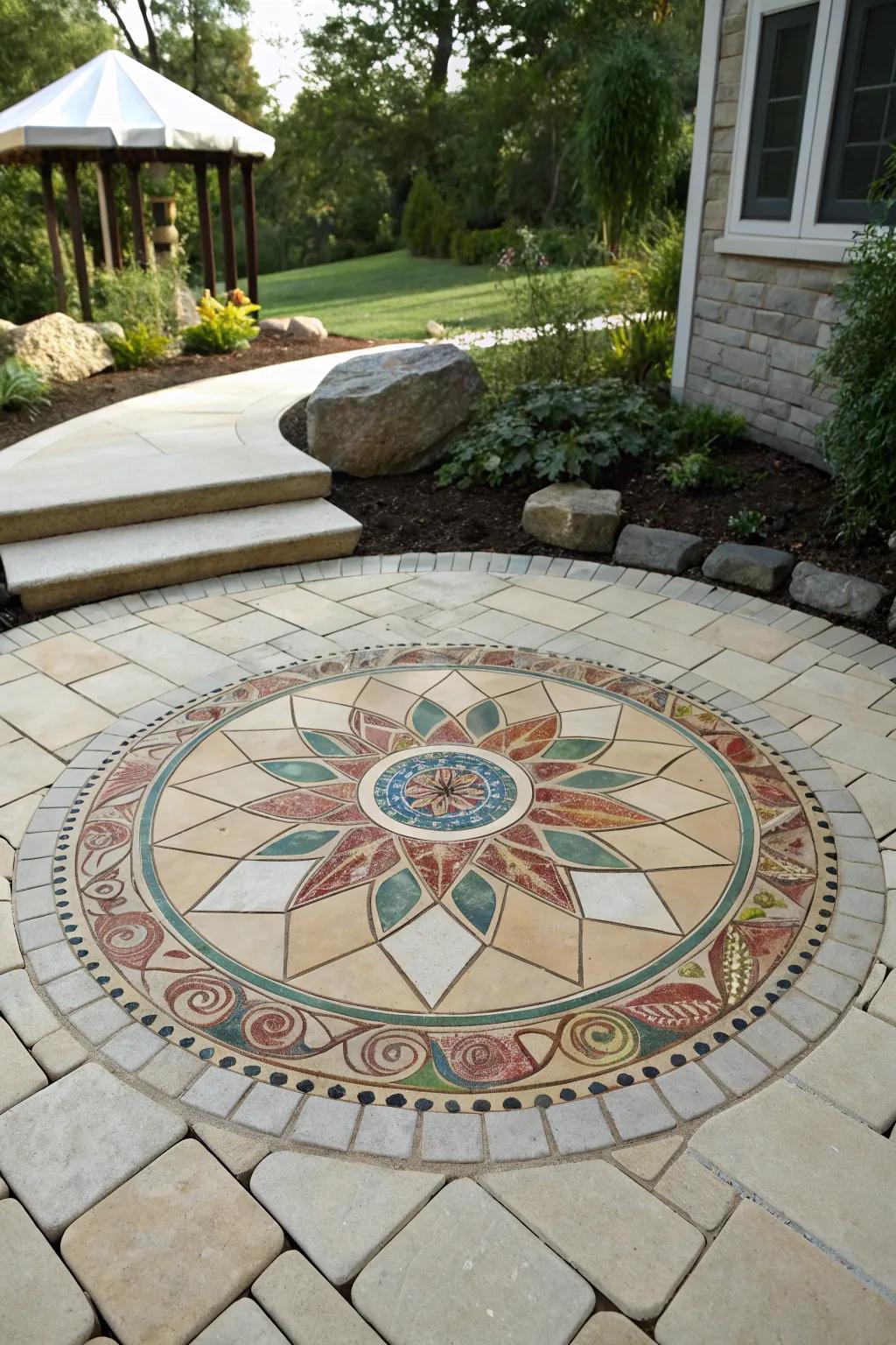 Circular Patio Pattern Inset Circular Patio Ideas: Transform Your Garden into a Relaxing Retreat