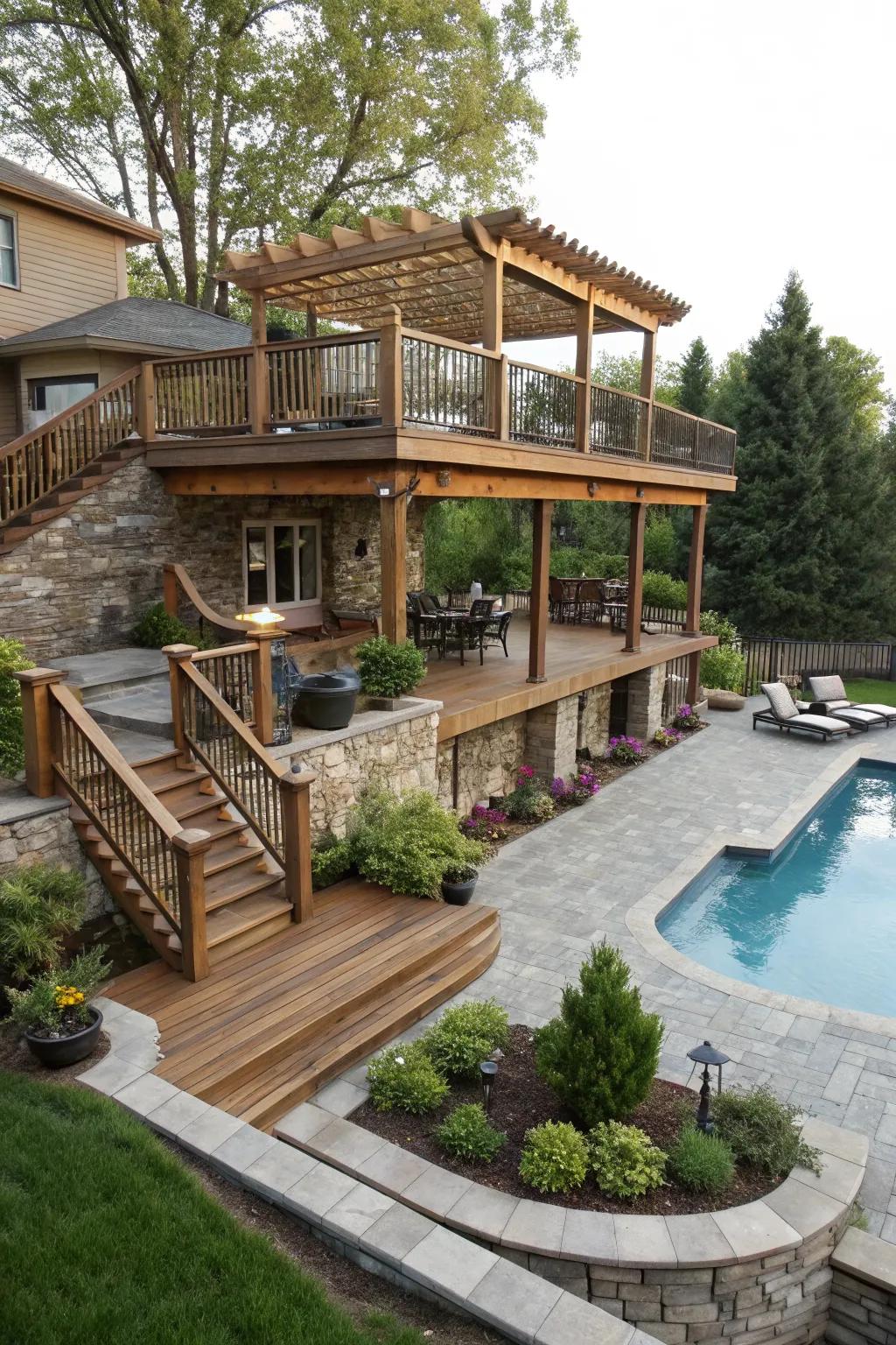 Split Level Pool Ideas Multi Level Patio Designs: Transform Your Garden with Layered Spaces