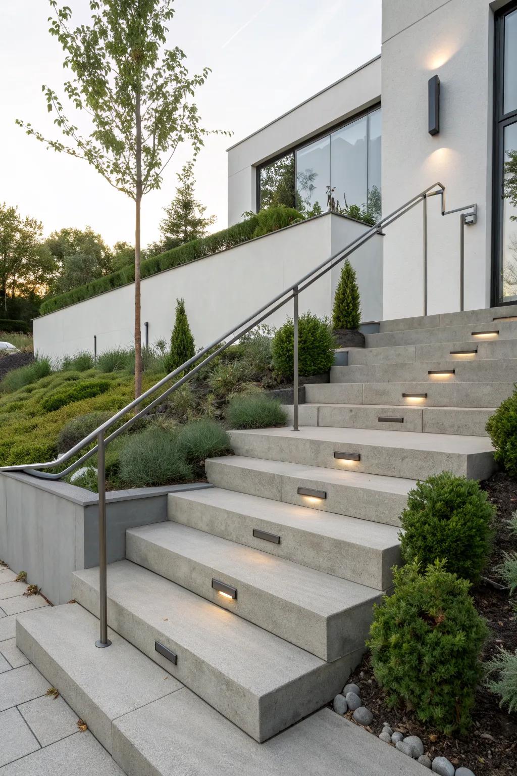 Floating Hand Rails Outdoor Stair Railings Ideas: Refresh Your Garden Paths Today