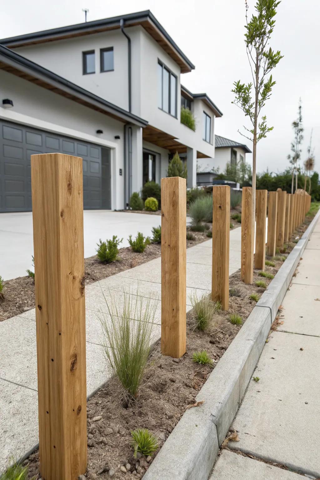 Building Property Posts Separate Front Yard Property Line Ideas: Create Welcoming Borders