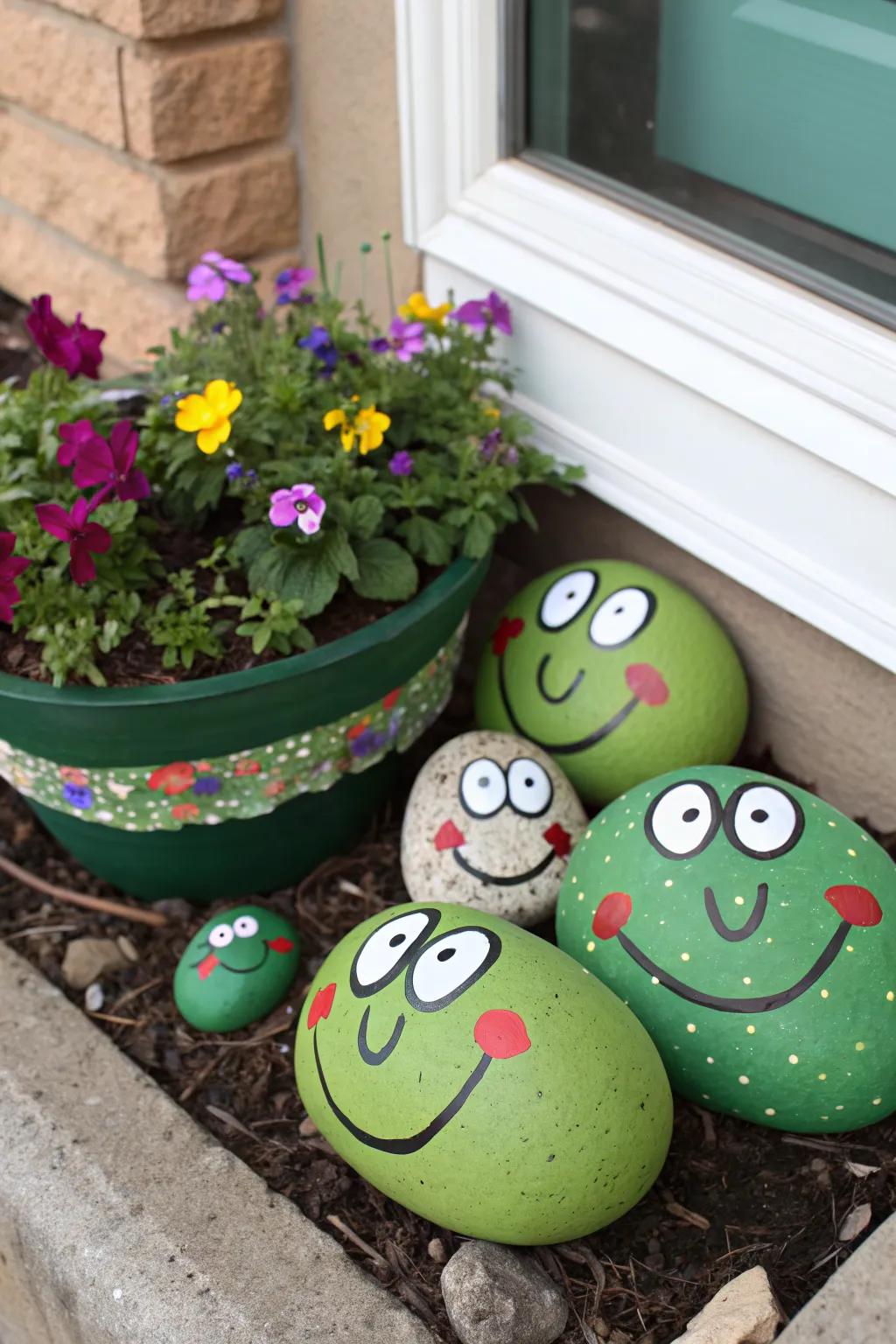 Frog Faces On Rocks 14+ Frog Rock Painting Ideas: Fun Ways to Add Charm to Your Garden