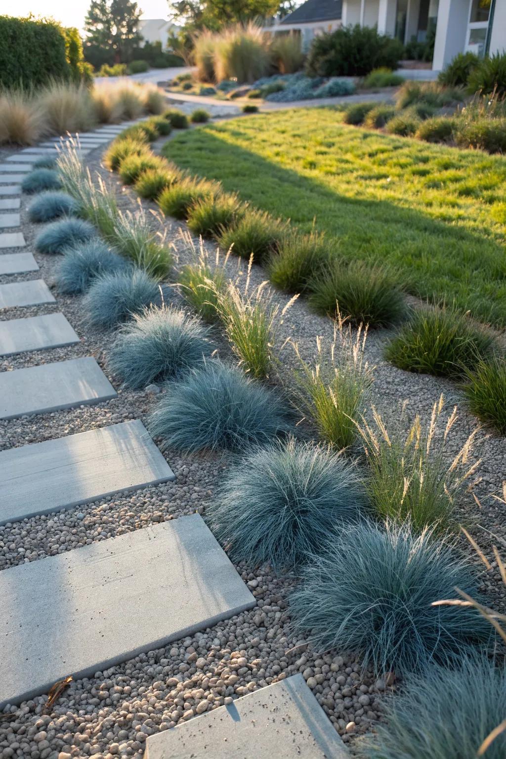 Photo inspiration: Visual Reference: Modern Front Yard Drought Landscaping Fresh Ideas For Your Home
