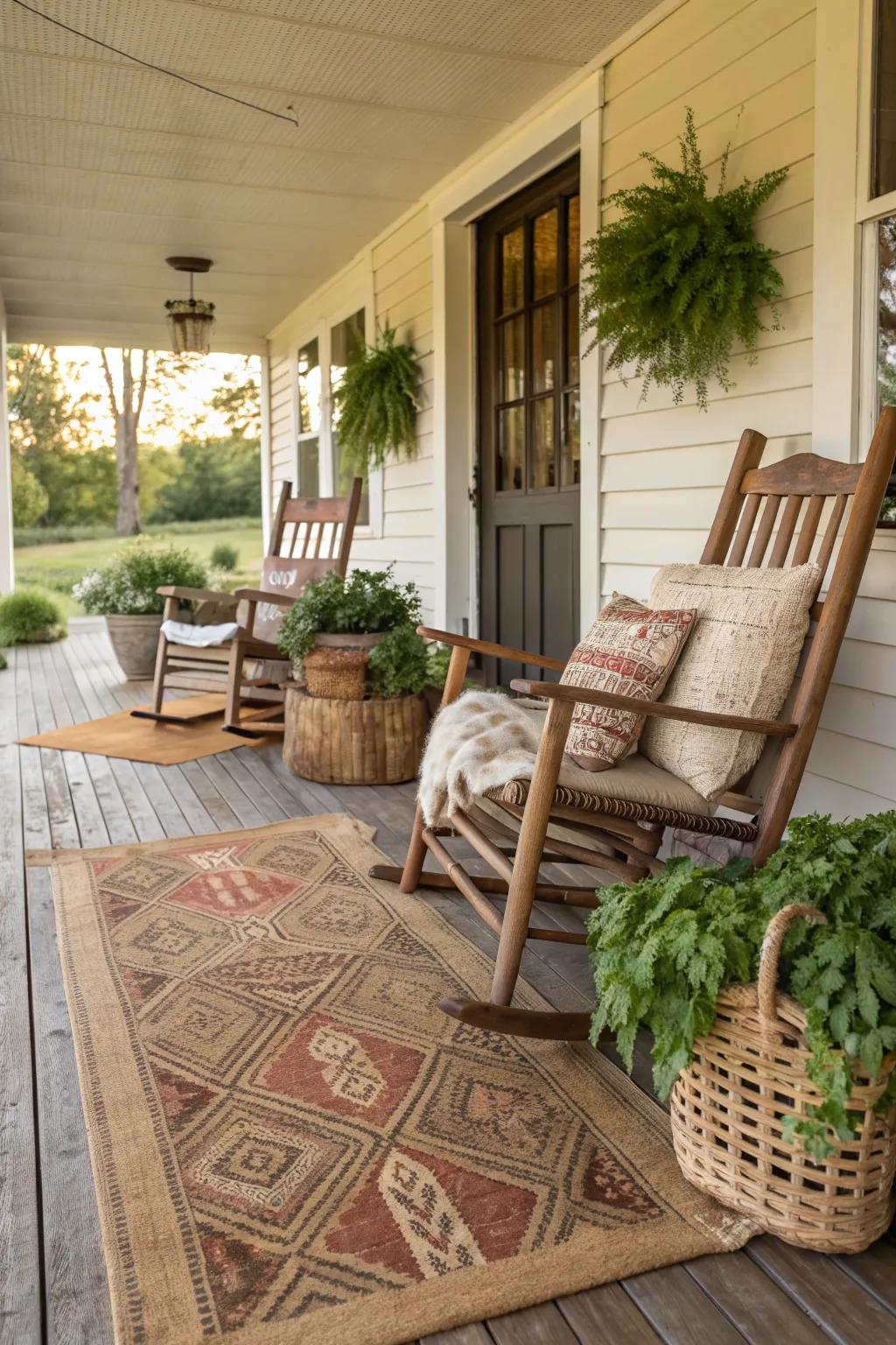 Outside Rustic Rug Rustic Farmhouse Porch Ideas: Create a Cozy Outdoor Retreat