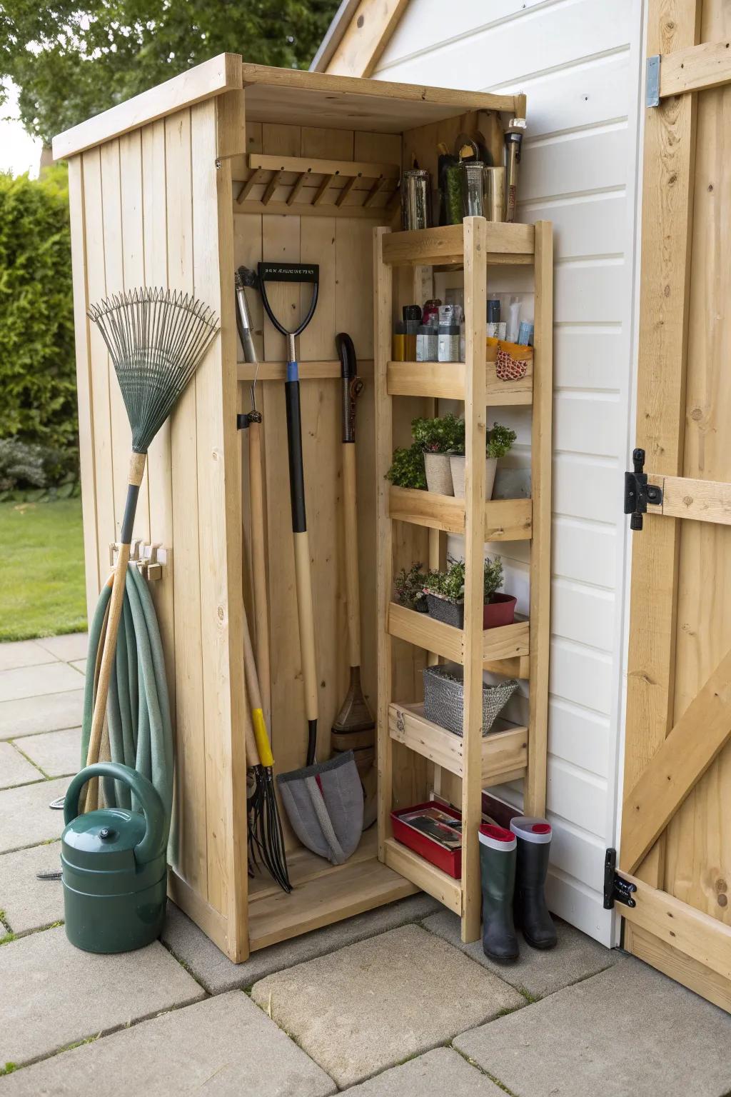 Corner Tool Rack Garden Tool Storage Ideas: Make More Room in Small Spaces