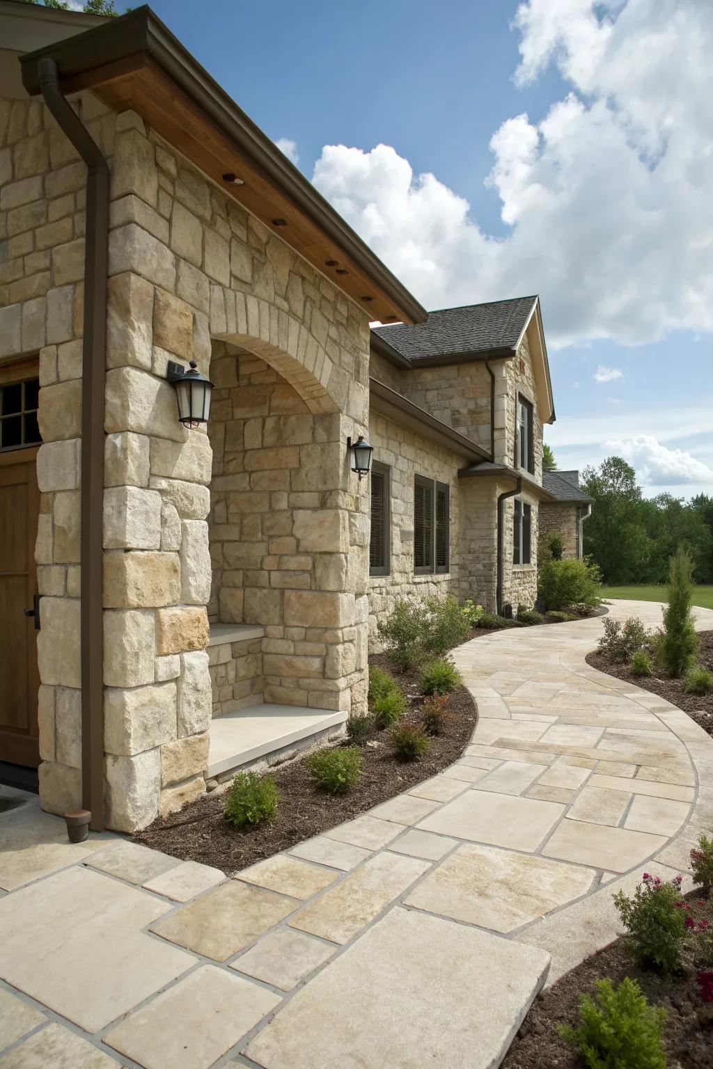 Mixed Pattern Limestone Limestone House Exterior Ideas: Transform Your Home’s Curb Appeal
